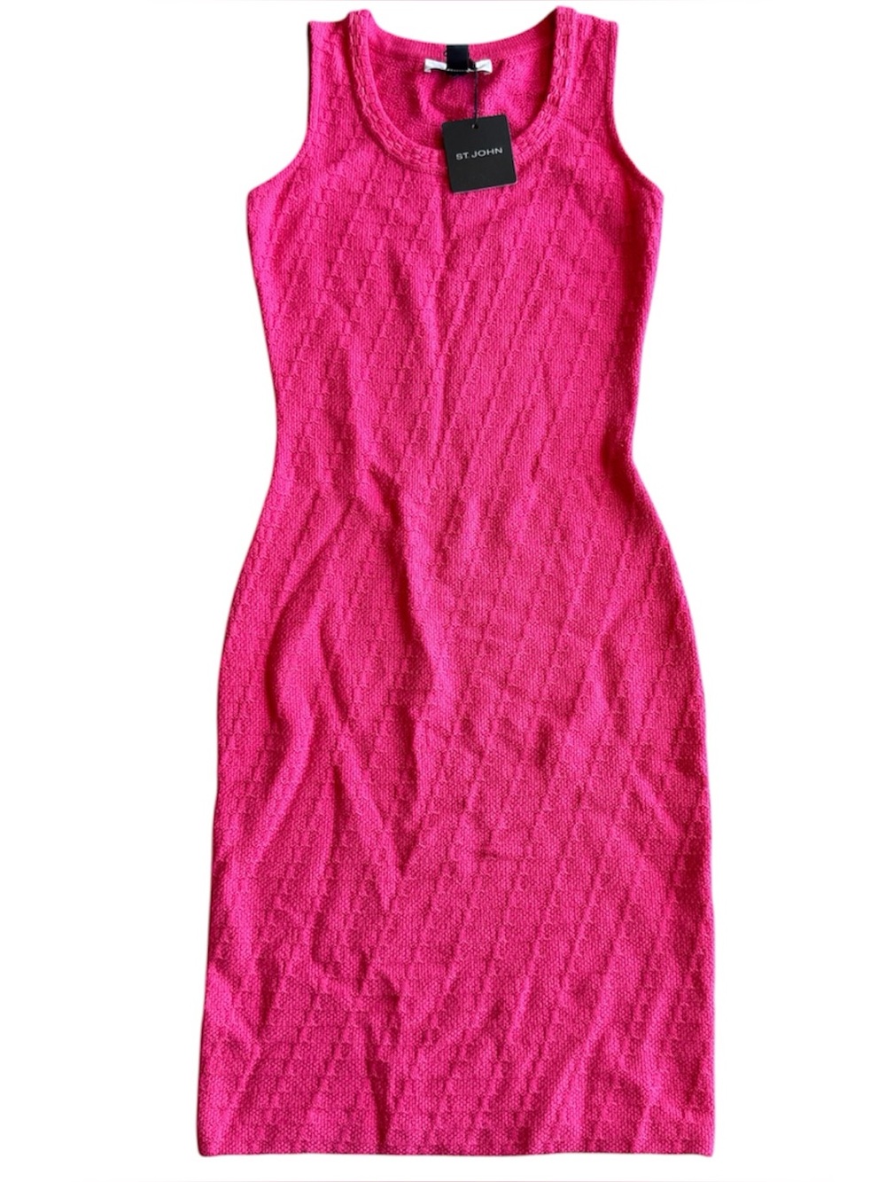 NWT St John Collection Pink Knitted Sleeveless Mini Dress Sz 0